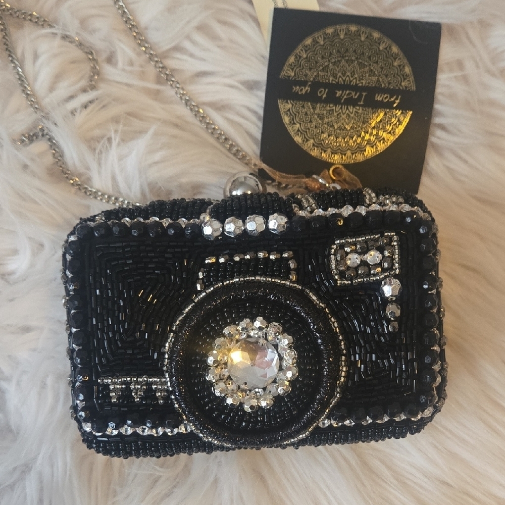 India Beaded Mini Camera Crossbody